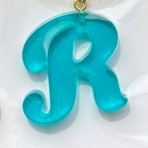 Aqua Blue Initial 'R' Keychain